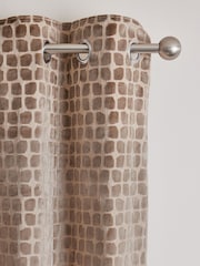 Mink Natural Collection Luxe Heavyweight Cut Velvet Spot Eyelet Lined Curtains - Image 1 of 4