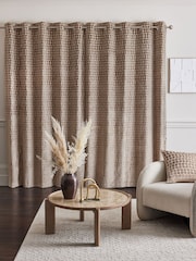 Mink Natural Collection Luxe Heavyweight Cut Velvet Spot Eyelet Lined Curtains - Image 3 of 4