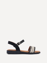Linzi Black Faye Flat Sandals With Embellished Upper Detail - Image 2 of 5