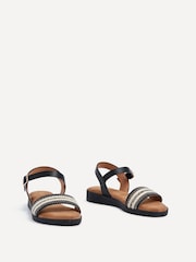 Linzi Black Faye Flat Sandals With Embellished Upper Detail - Image 3 of 5