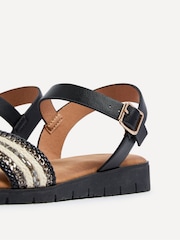 Linzi Black Faye Flat Sandals With Embellished Upper Detail - Image 5 of 5