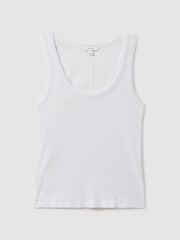 Reiss White Elle Ribbed Cotton Blend Vest - Image 2 of 5