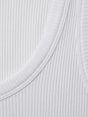 Reiss White Elle Ribbed Cotton Blend Vest - Image 5 of 5