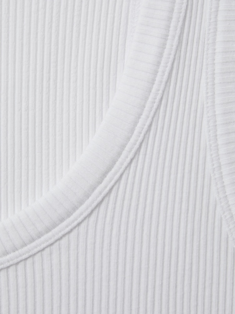 Reiss White Elle Ribbed Cotton Blend Vest - Image 5 of 5