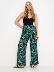 Long Tall Sally Black Tropical Print Wide Leg Trousers - Image 1 of 5