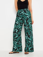Long Tall Sally Black Tropical Print Wide Leg Trousers - Image 2 of 5