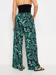 Long Tall Sally Black Tropical Print Wide Leg Trousers - Image 3 of 5