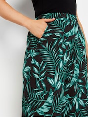 Long Tall Sally Black Tropical Print Wide Leg Trousers - Image 4 of 5