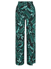 Long Tall Sally Black Tropical Print Wide Leg Trousers - Image 5 of 5