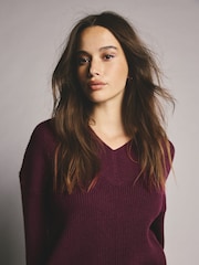 Berry Red V-Neck Knit Jumper - Image 2 of 6