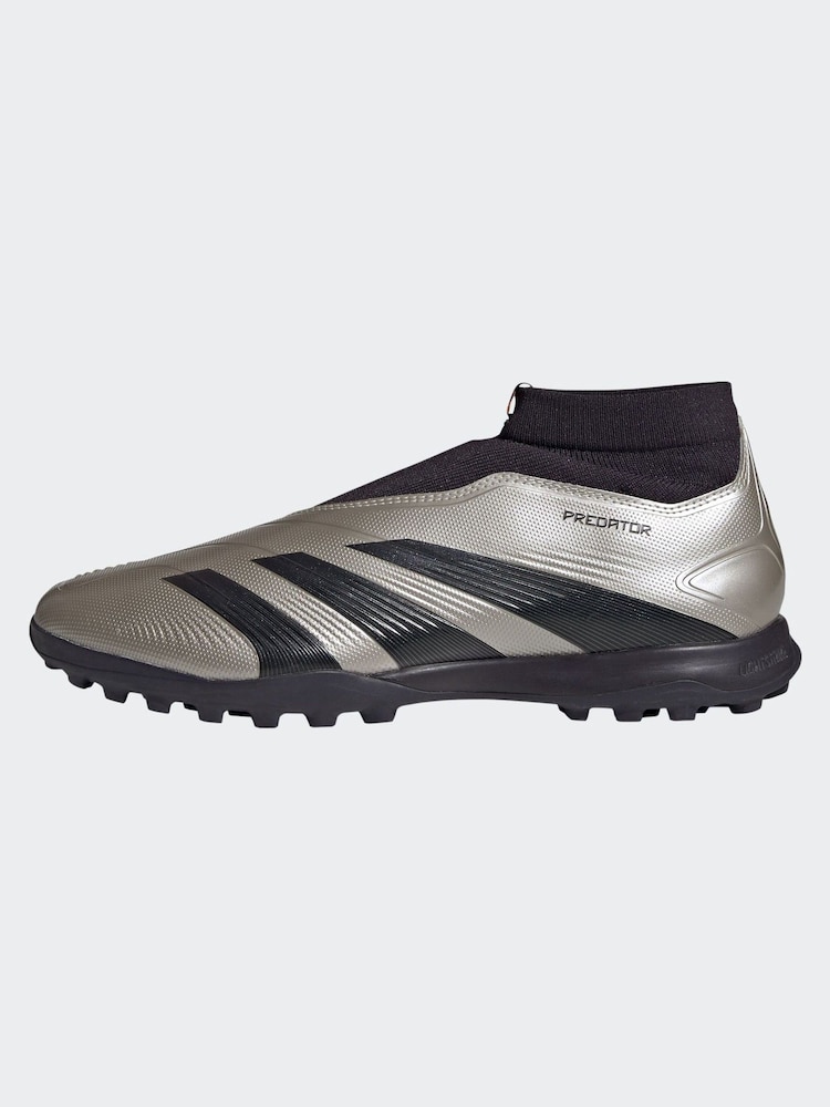 adidas Silver/Black Predator League Laceless Turf Football Boots - Image 2 of 11