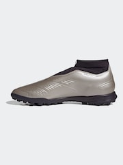 adidas Silver/Black Predator League Laceless Turf Football Boots - Image 3 of 11