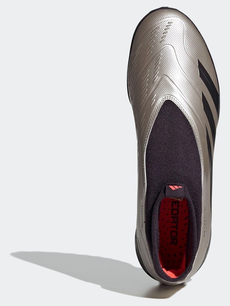 adidas Silver/Black Predator League Laceless Turf Football Boots - Image 6 of 11