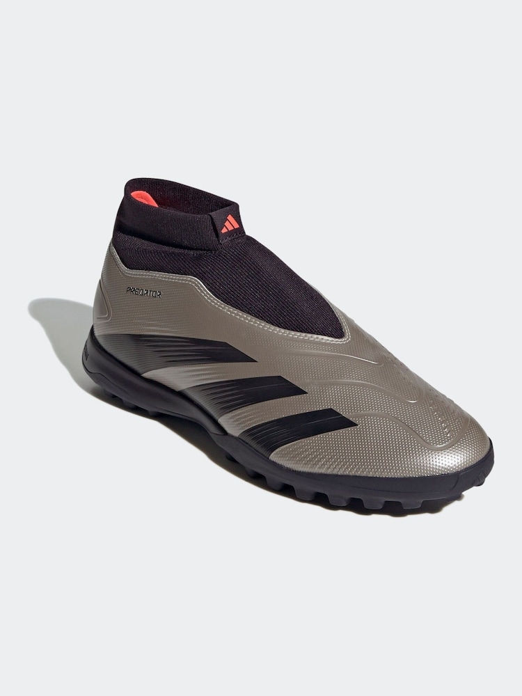 adidas Silver/Black Predator League Laceless Turf Football Boots - Image 8 of 11