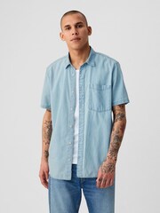 Gap Blue Denim Short Sleeve Shirt - Image 1 of 4
