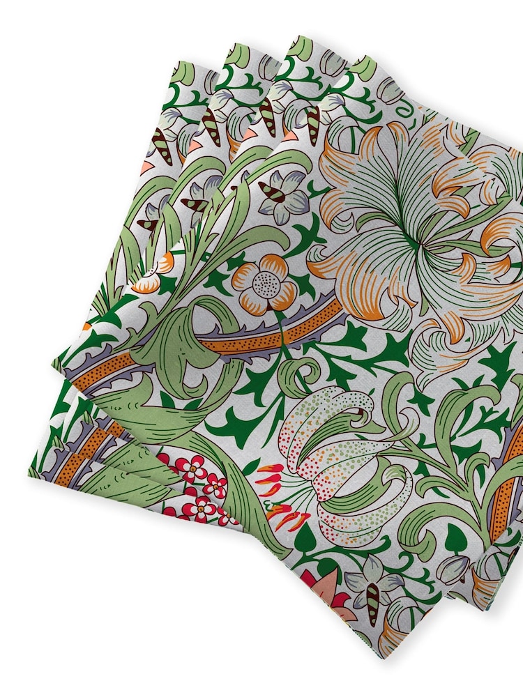 William Morris Gallery Golden Lily Pack of 4 100% Cotton Napkins - Image 1 of 2