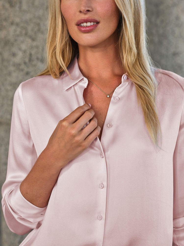 Pure Collection Silk Satin Loose Fit Shirt - Image 3 of 3