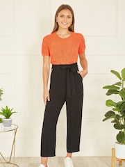 Yumi Orange 100% Cotton Crochet Knitted Top - Image 2 of 5
