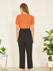 Yumi Orange 100% Cotton Crochet Knitted Top - Image 4 of 5