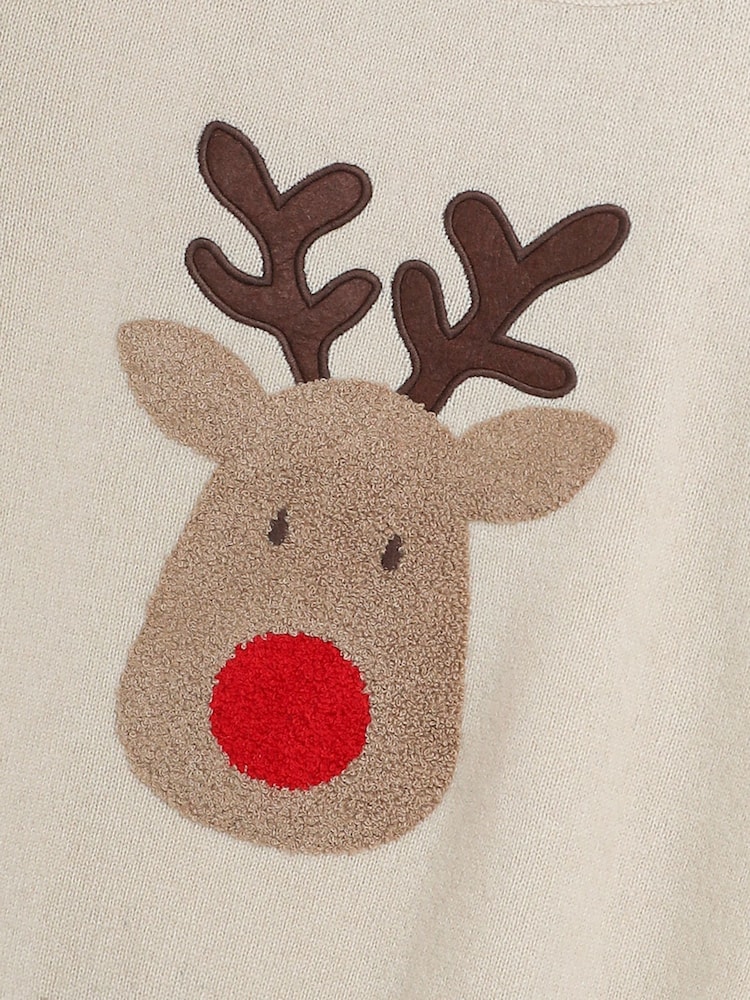 JoJo Maman Bébé Natural Mens Reindeer Jumper - Image 3 of 3