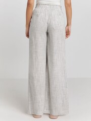 Simply Be Grey Tie Waist Linen Wide Leg Trousers - Image 2 of 4