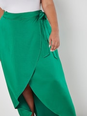 Apricot Green Satin Asym Maxi Skirt - Image 1 of 5