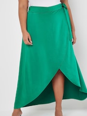 Apricot Green Satin Asym Maxi Skirt - Image 3 of 5