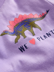 Boden Purple Dinosaur Front & Back Printed T-Shirt - Image 3 of 3