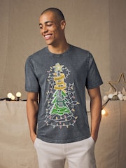 Grey Guitar Tree Christmas 100% Cotton T-Shirt - Image 1 of 8