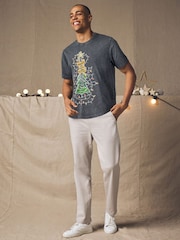 Grey Guitar Tree Christmas 100% Cotton T-Shirt - Image 2 of 8
