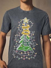 Grey Guitar Tree Christmas 100% Cotton T-Shirt - Image 4 of 8