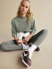 Olive Marl Ribbed Seamless High Waist Leggings - Image 1 of 6