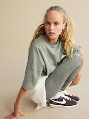 Olive Marl Ribbed Seamless High Waist Leggings - Image 3 of 6