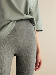 Olive Marl Ribbed Seamless High Waist Leggings - Image 6 of 6