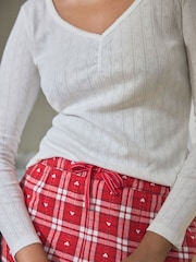 Red Check 100% Cotton Pointelle and Flannel Pyjamas - Image 3 of 10