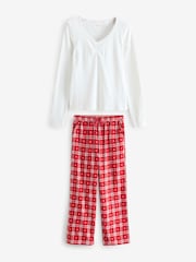 Red Check 100% Cotton Pointelle and Flannel Pyjamas - Image 4 of 10