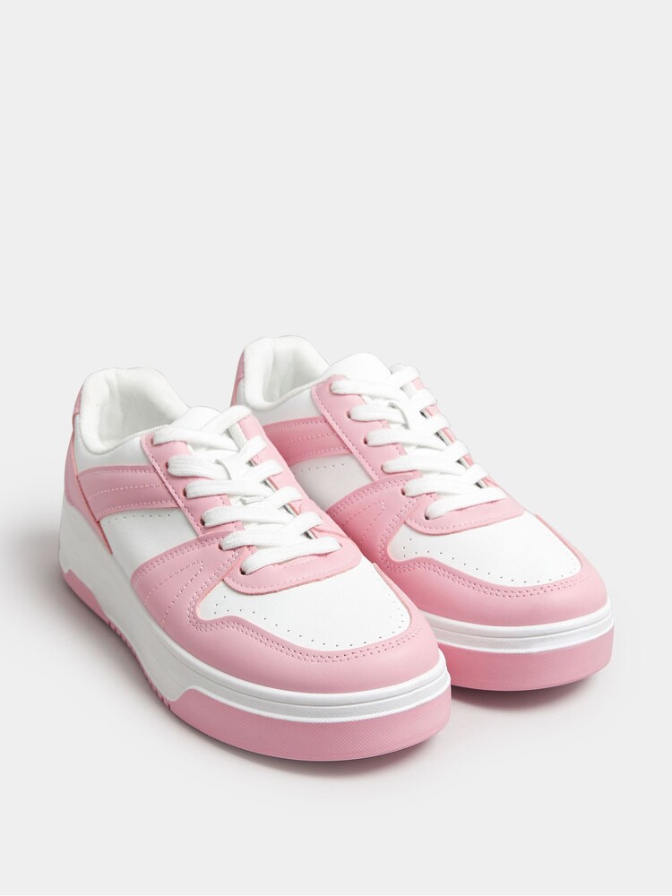Yours Curve Pink Chunky Trainers In Extra Wide EEE Fit - Image 1 of 5