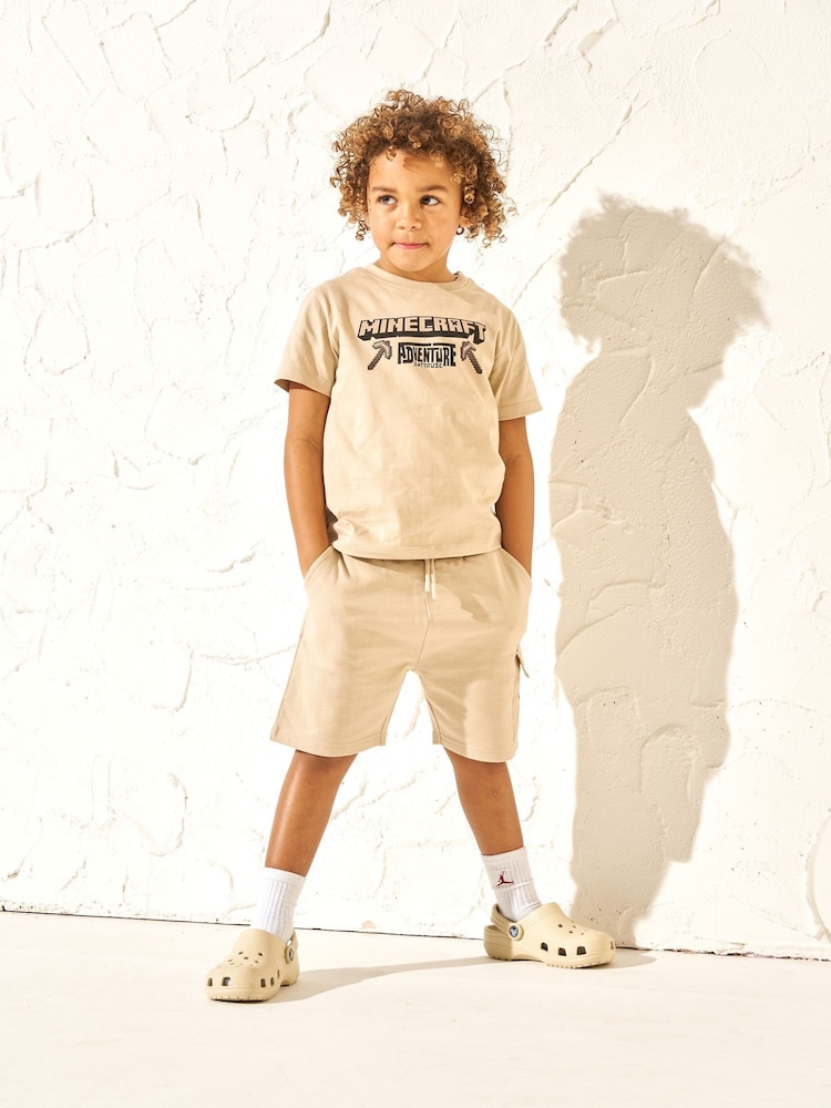 Angel & Rocket Cream Minecraft Print Pocket 100% Cotton Shorts - Image 3 of 6