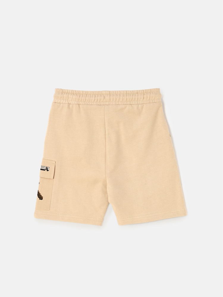 Angel & Rocket Cream Minecraft Print Pocket 100% Cotton Shorts - Image 5 of 6