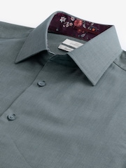 Forest Green Regular Fit Signature Textured 100% Egyptian Cotton Trimmed Shirt - Image 8 of 8
