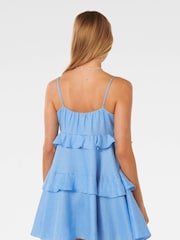 Forever New Blue Pure Linen Sollo Tiered Mini Dress - Image 4 of 5