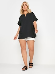 Yours Curve Black Notch Neck Blouse - Image 2 of 5