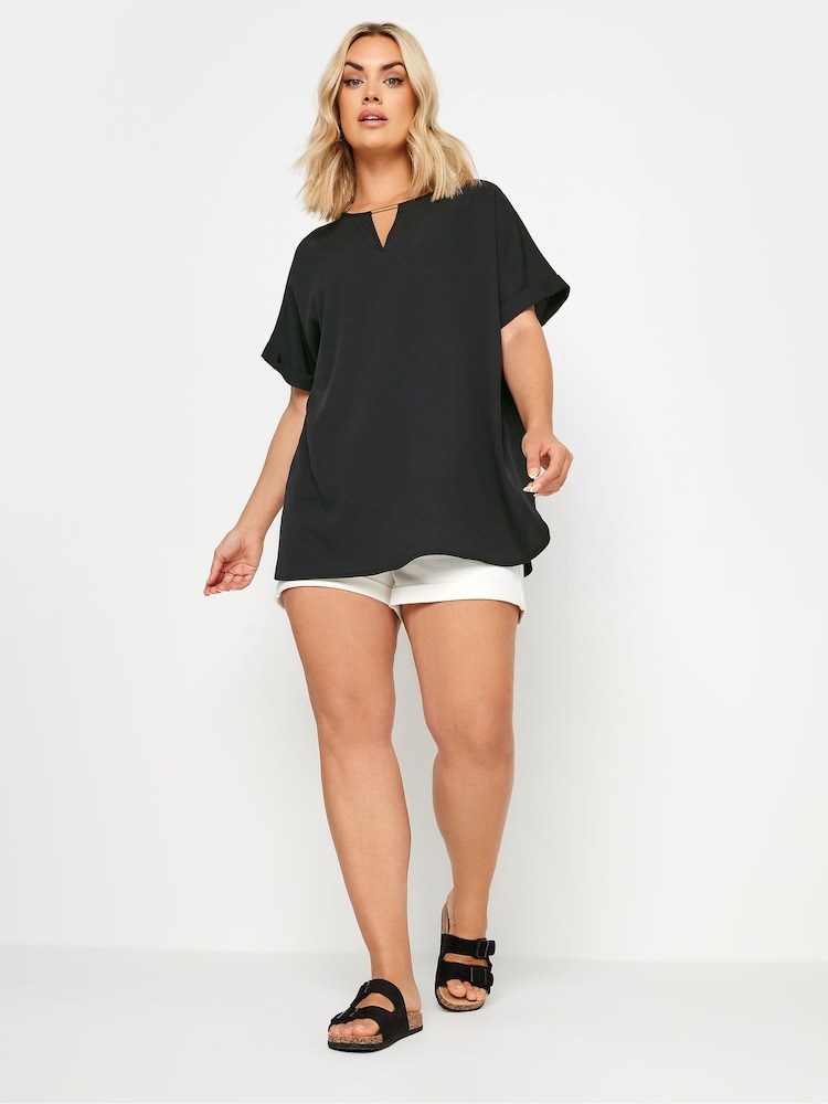 Negro - Blusa con cuello de muesca de Yours Curve - Imagen 2 de 5 Negro - Blusa con cuello de muesca de Yours Curve - Imagen 2 de 5