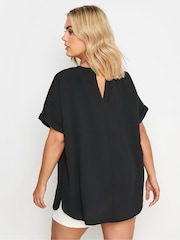 Yours Curve Black Notch Neck Blouse - Image 3 of 5