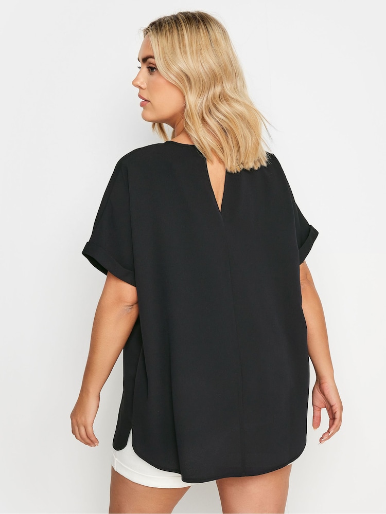 Yours Curve Black Notch Neck Blouse - Image 3 of 5