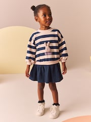 Navy Blue Long Sleeve Sweat Dress (3mths-7yrs) - Image 3 of 9