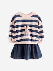 Navy Blue Long Sleeve Sweat Dress (3mths-7yrs) - Image 6 of 9