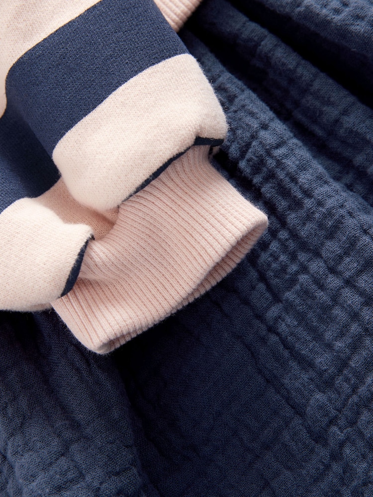 Navy Blue Long Sleeve Sweat Dress (3mths-7yrs) - Image 9 of 9