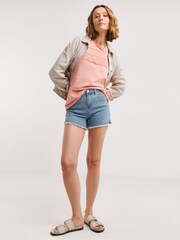 JD Williams Pink Mixed Broderie 3/4 Sleeve 100% Cotton Top - Image 1 of 1