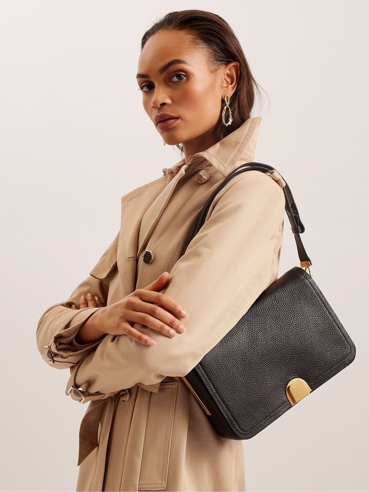 Ted Baker Black Lock Detail Imielly Baguette Shoulder Bag - Image 1 of 5